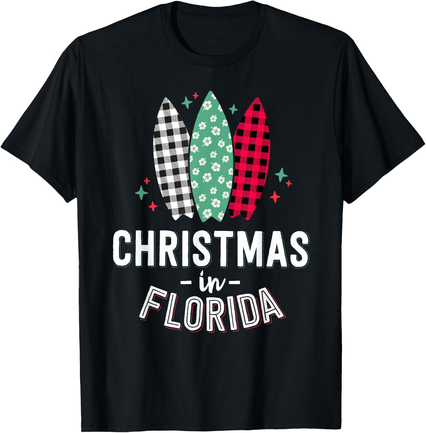 Christmas in Florida Family Vacation Tropical Beach Xmas Women Kids T-Shirt - T-Shirt | Black