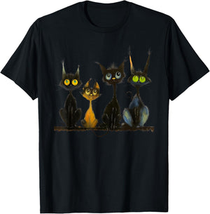 Whimsical Mid-Century Modern Look Cats 50& 60s Style T-Shirt - T-Shirt | Black