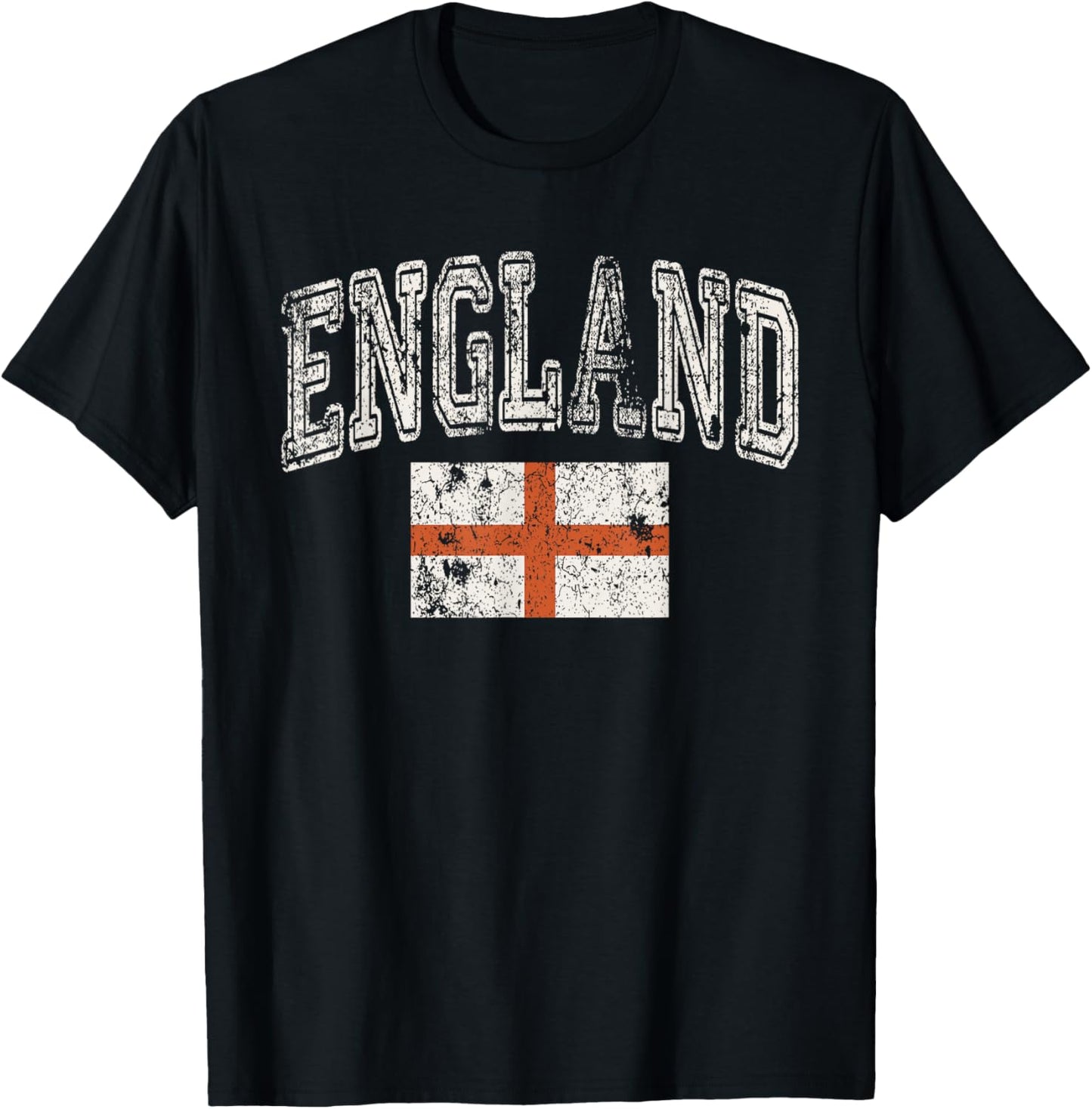 Vintage Retro Faded England Flag English Pride T-Shirt - T-Shirt | Black