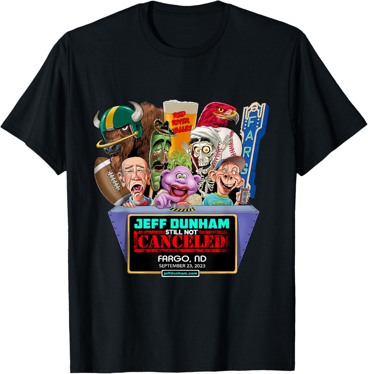Jeff Dunham Fargo, ND (2023) T-Shirt - T-Shirt | Black