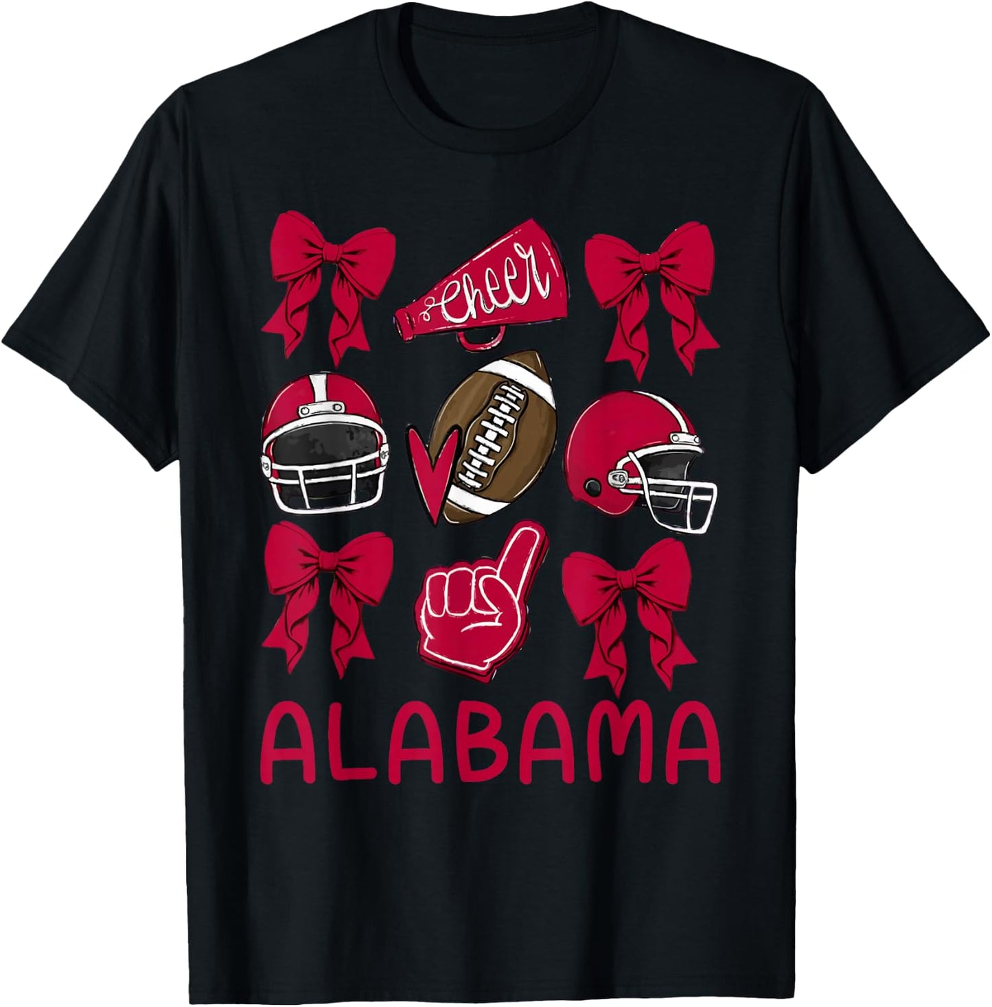 Alabama Women Girls Kids Sister Daughter Niece Coquette Bow T-Shirt - T-Shirt | Black
