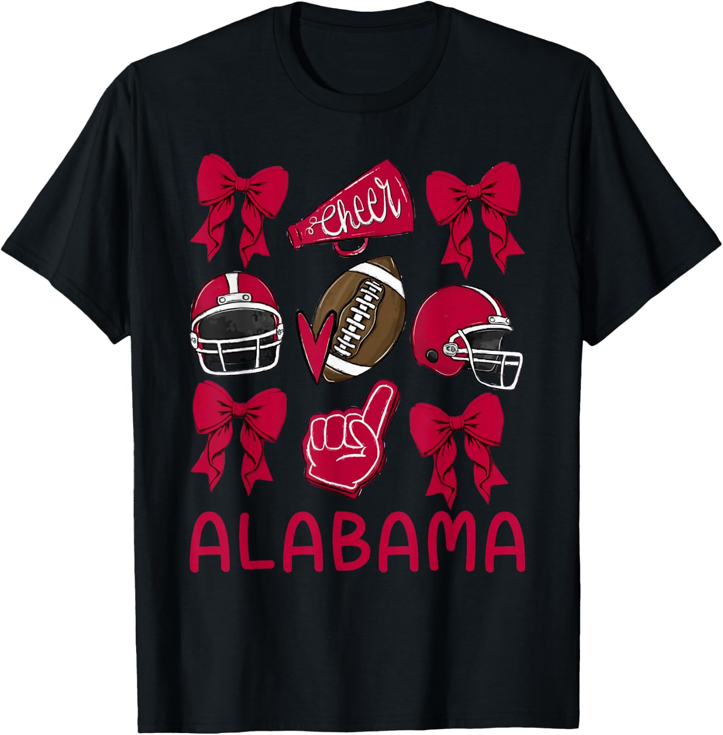 Alabama Women Girls Kids Sister Daughter Niece Coquette Bow T-Shirt - T-Shirt | Black