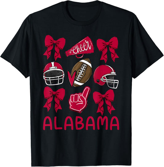 Alabama Women Girls Kids Sister Daughter Niece Coquette Bow T-Shirt - T-Shirt | Black