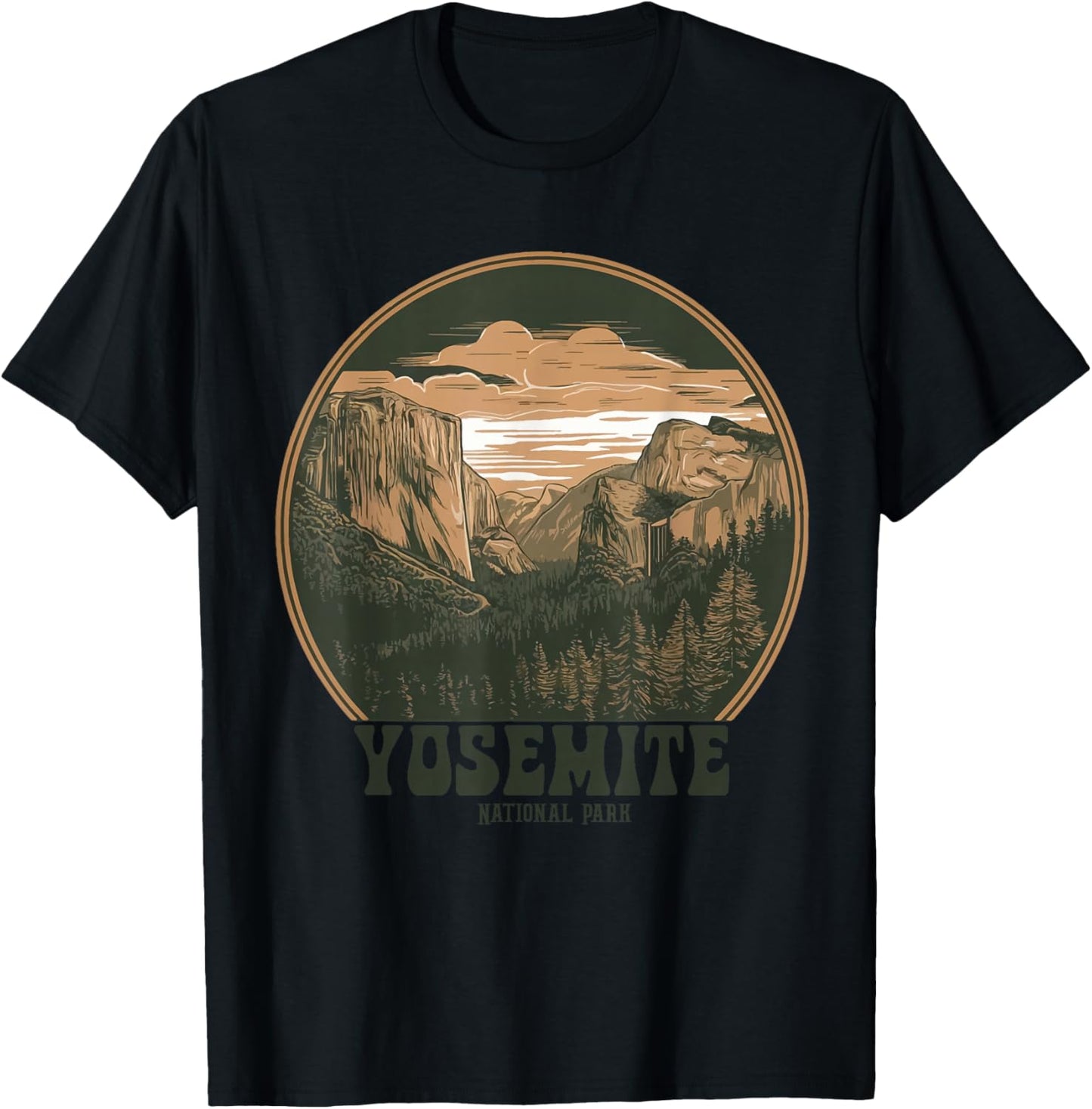 Retro Yosemite Half-Dome Women-Men National Park 2026 T-Shirt - T-Shirt | Black