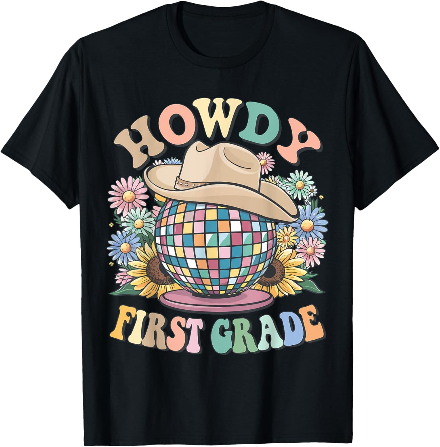 Howdy First Grade Cowgirl Country 1st Grade Back to School T-Shirt - T-Shirt | Black
