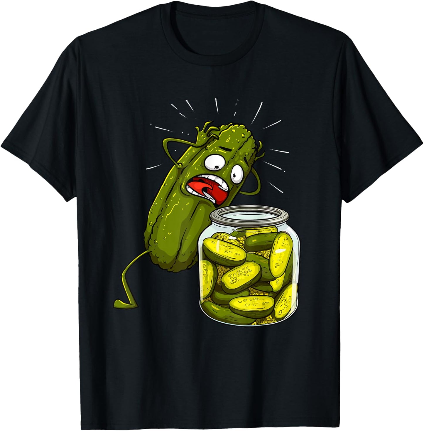 Best Pickle Art Women Kids Jarr Dill Pickle Novelty T-Shirt - T-Shirt | Black