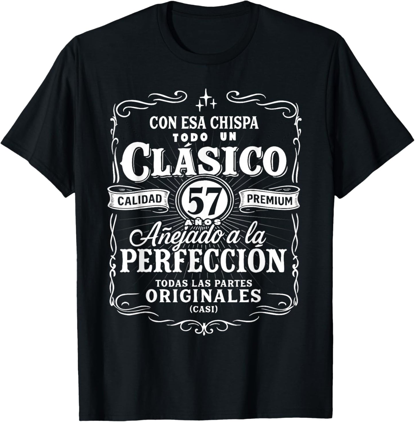 Vintage 57th Birthday Men Funny Cumpleaños 57 Spanish Gag T-Shirt - T-Shirt | Black