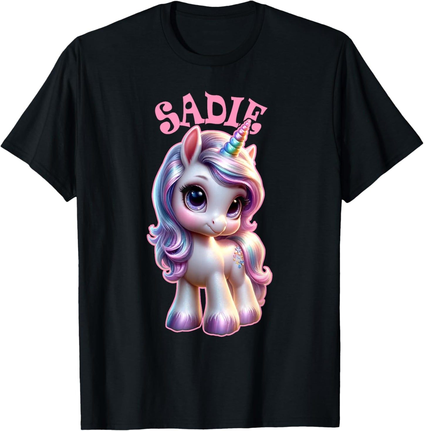 Sadie Cute Unicorn Design for Girls Name Sadie T-Shirt - T-Shirt | Black