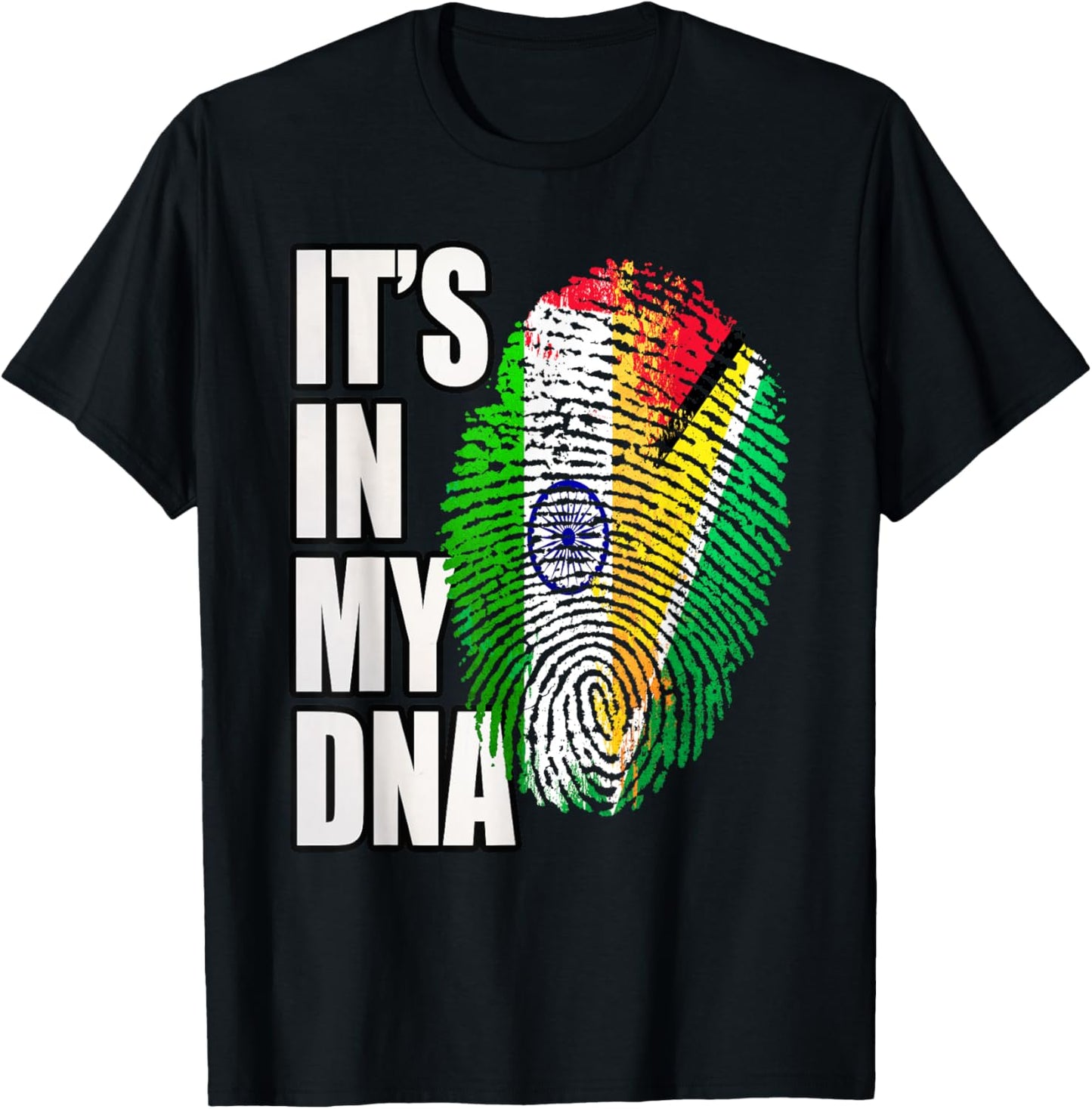 Guyanese and Indian DNA Heritage Flag T-Shirt - T-Shirt | Black