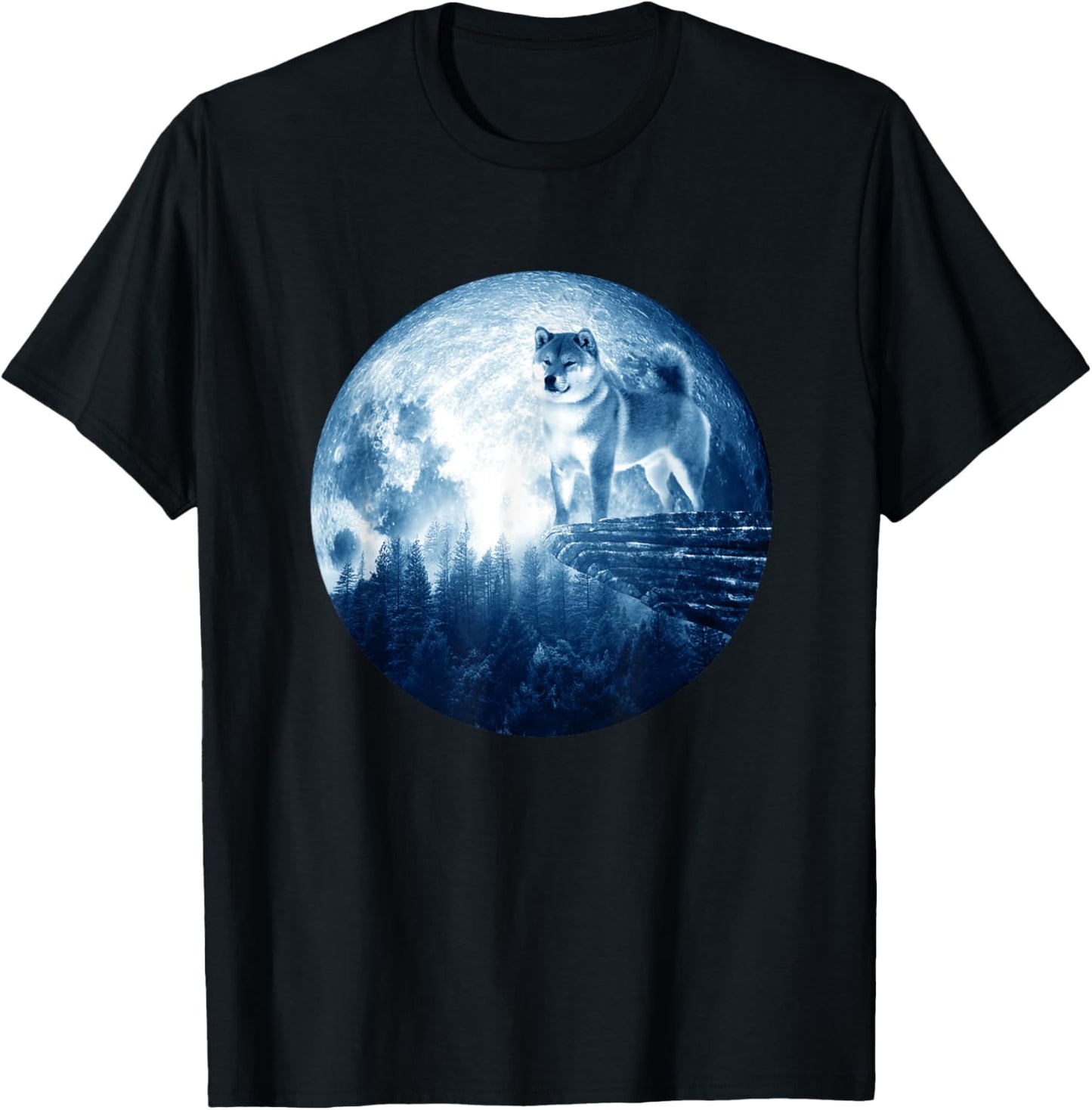Shiba Inu Dog Moon Dog Mom Dad Women Men Dog Lovers T-Shirt - T-Shirt | Black