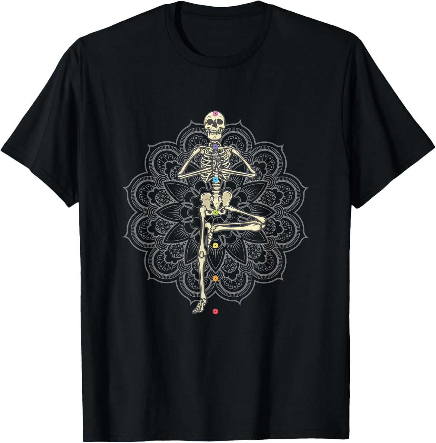 Meditating Skeleton Yoga T-Shirt - T-Shirt | Black