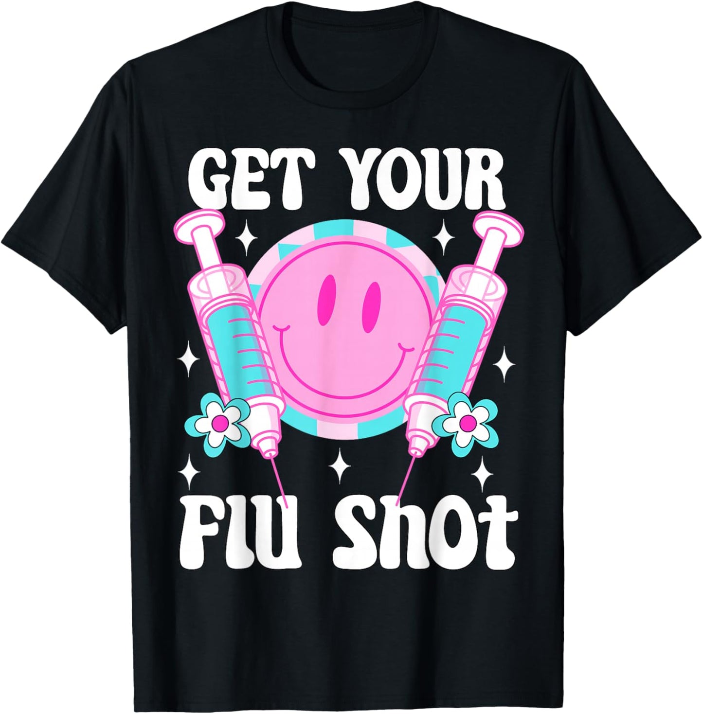 Syringe Retro Medical Get Your Flu Shot Caregiver Vaccine T-Shirt - T-Shirt | Black