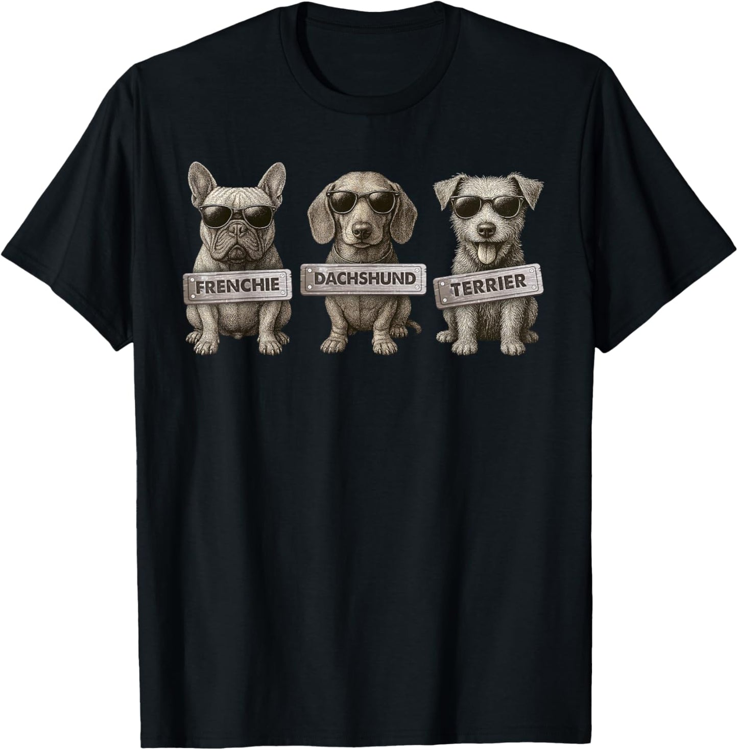 Frenchie Dachshund Terrier Yorkshire Dog Owner Animal Lovers T-Shirt - T-Shirt | Black