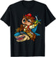 Pirate Owl Riding Shark Halloween T-Shirt - T-Shirt | Black