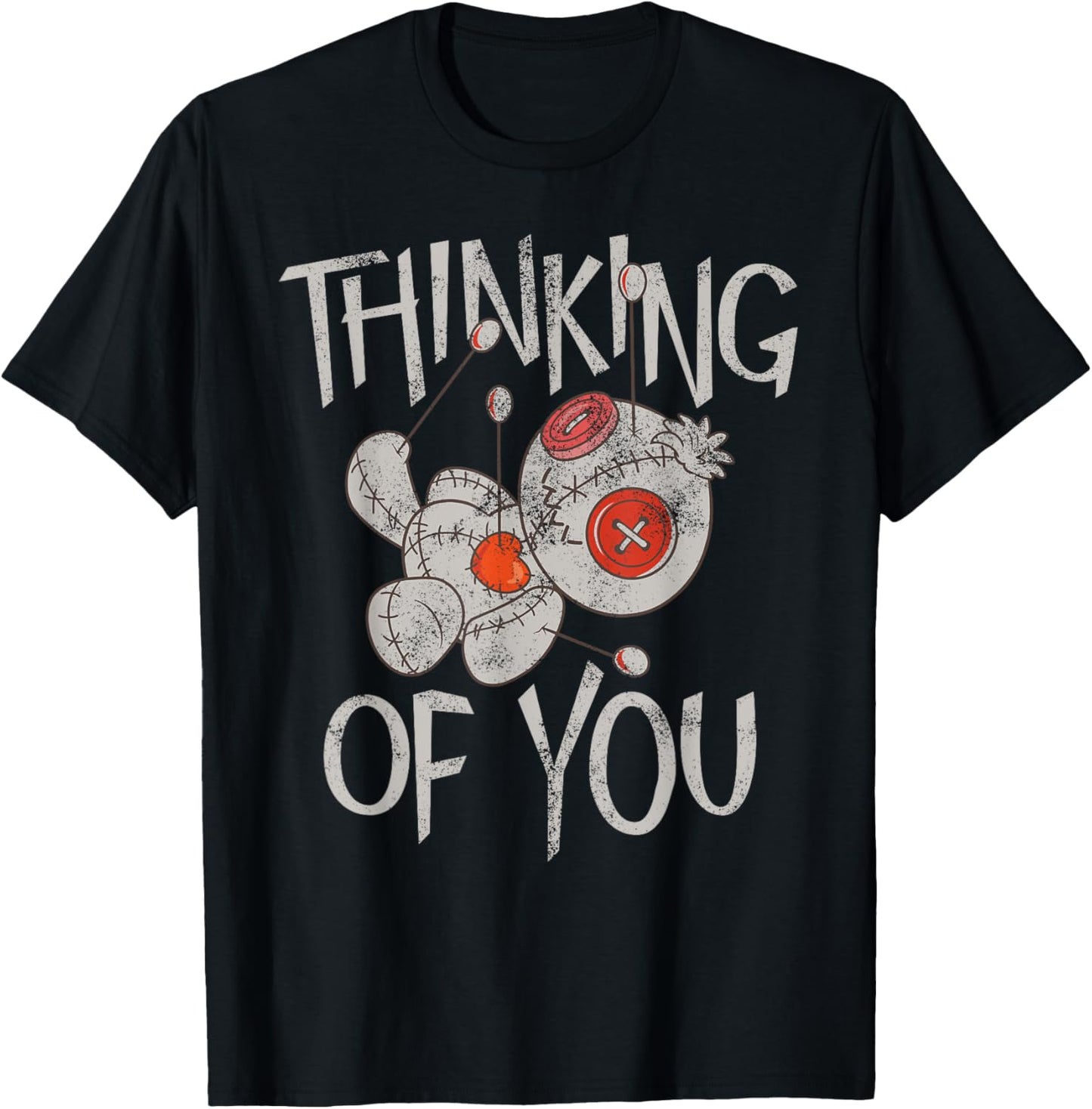 Funny Halloween Thinking of You Funny Voodoo Doll Graphic T-Shirt - T-Shirt | Black