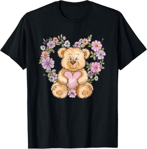 Cartoon Teddy I Cute Teddy Bear T-Shirt - T-Shirt | Black
