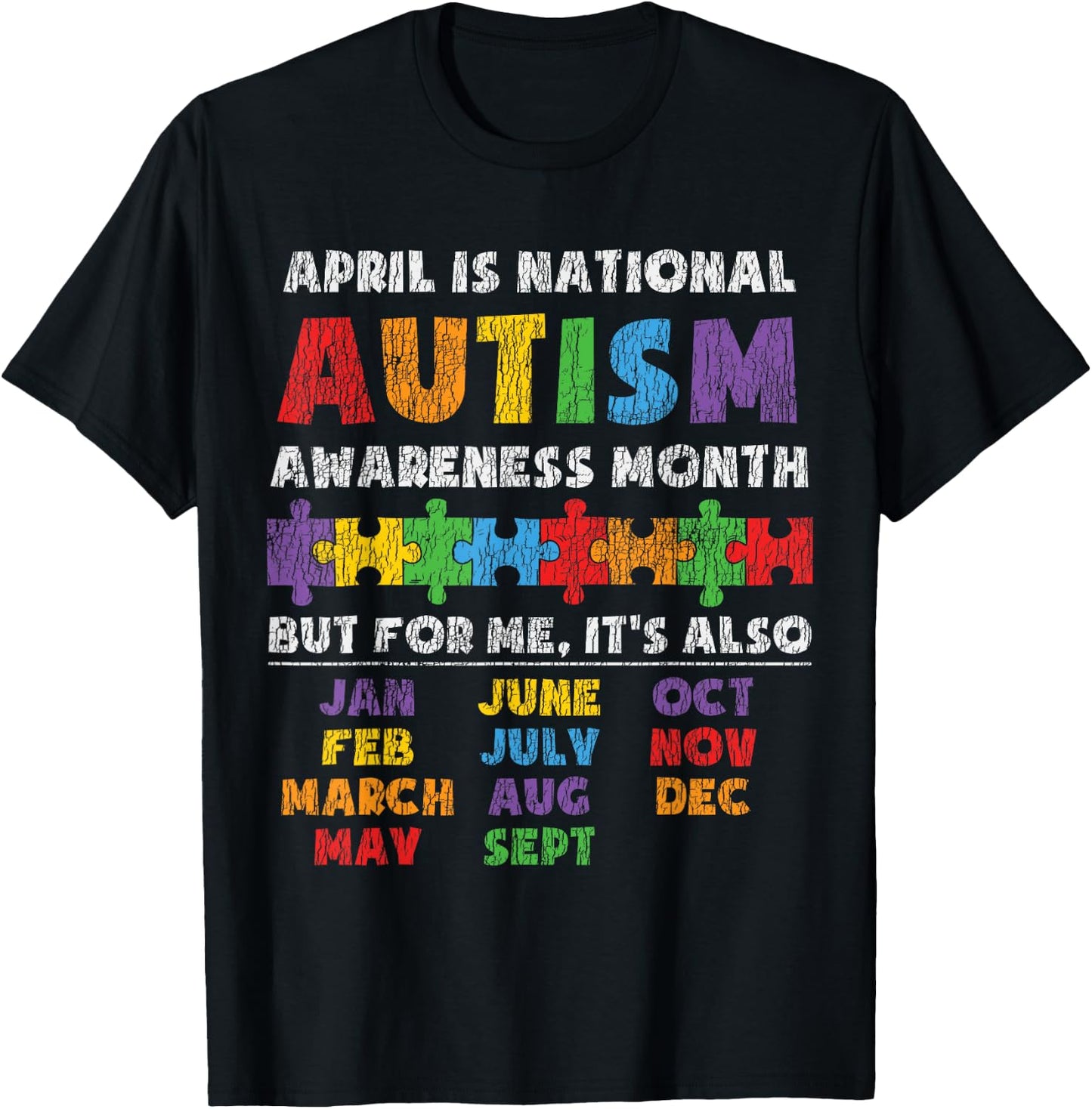 National Autism Awerness Month Autistic Kids Awareness Gift T-Shirt - T-Shirt | Black