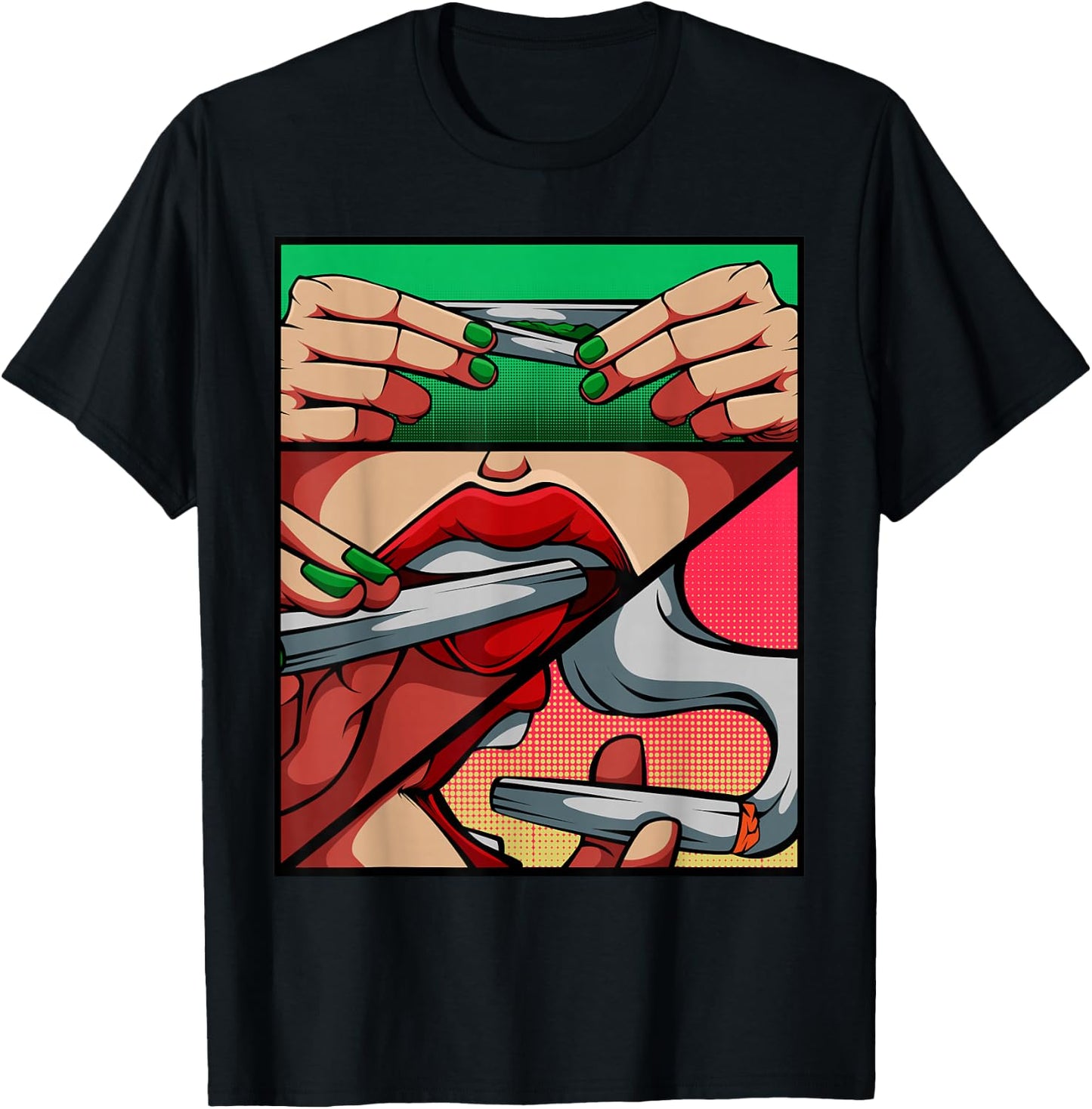 Roll It Lick It Smoke It Marijuana Weed Pot Sexy Lips T-Shirt - T-Shirt | Black