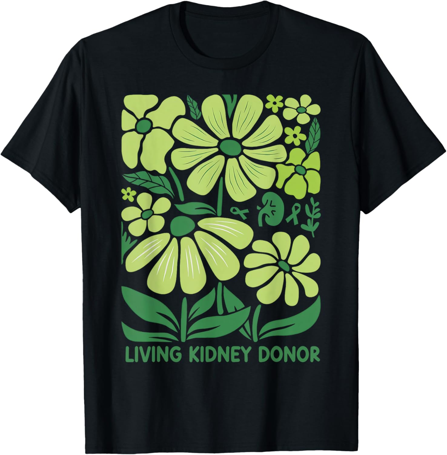 Boho Flower Living Kidney Donor Kidney Disease Awareness T-Shirt - T-Shirt | Black
