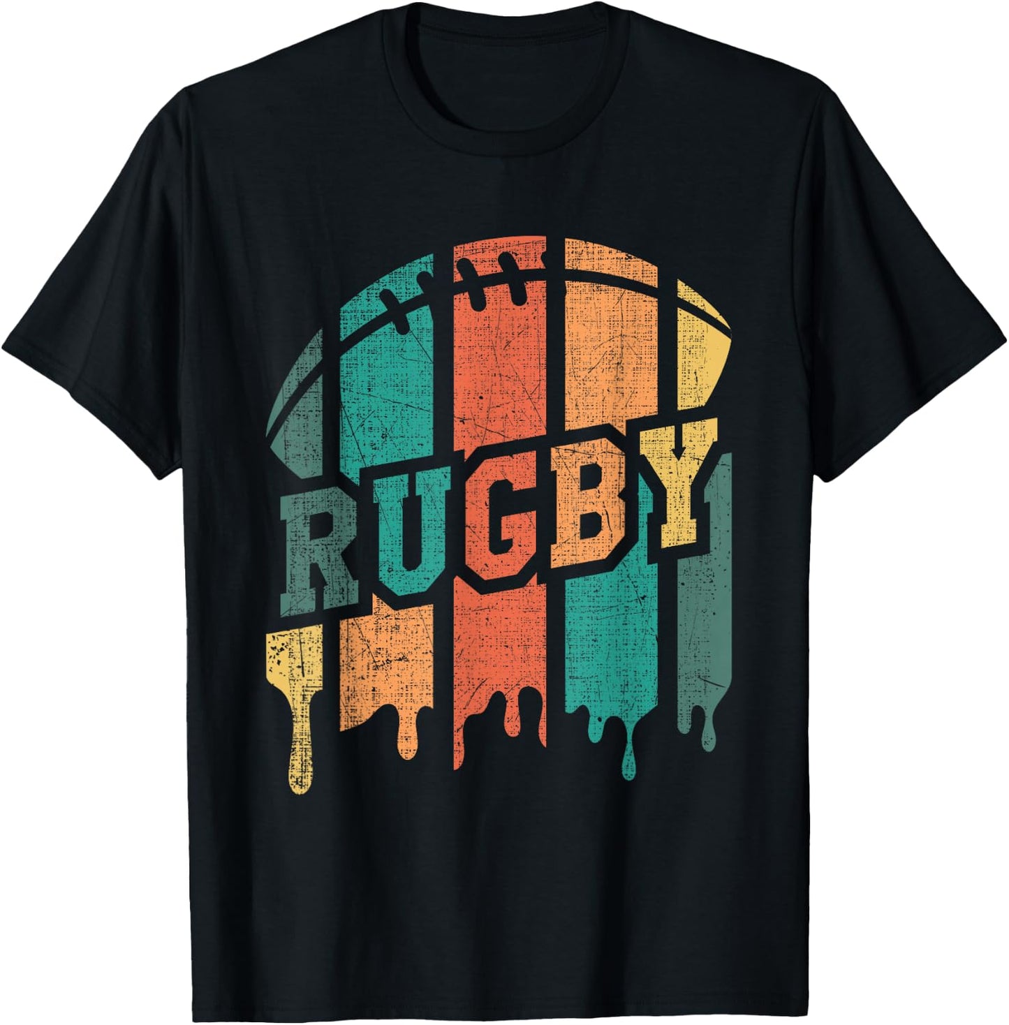Vintage Retro Rugby Player Rugby Fan Rugby Coach T-Shirt - T-Shirt | Black