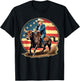 Trump Bull Rider American Flag USA Riding Rodeo Cowboy T-Shirt - T-Shirt | Black