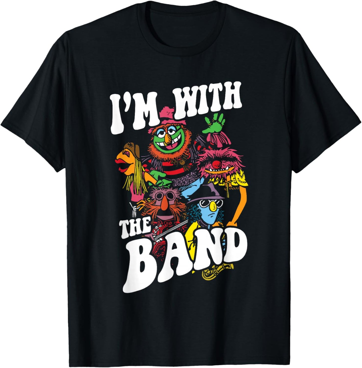 Disney The Muppets I'm With The Band Color Rock Poster T-Shirt - T-Shirt | Black