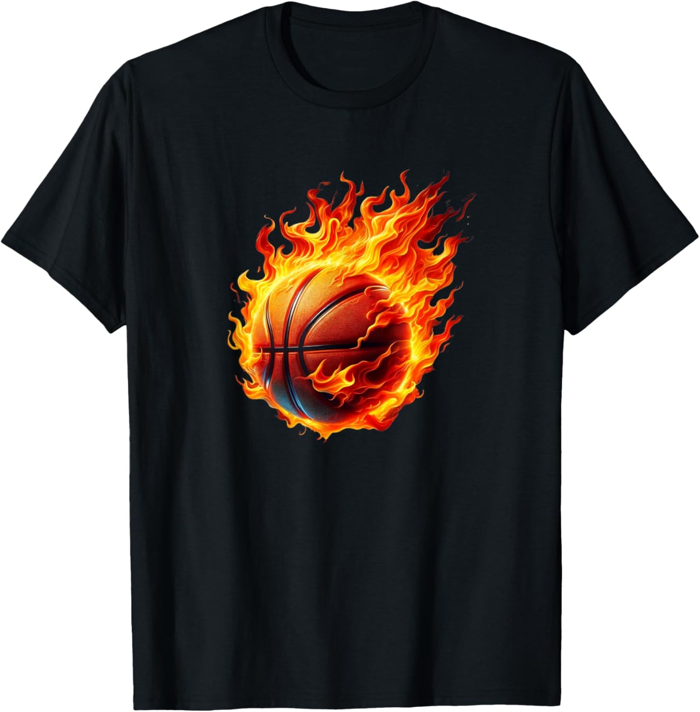 Flames Basketball Fire Basketball Jersey Fire Graphic T-Shirt - T-Shirt | Black