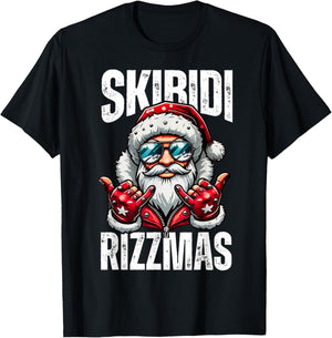 Funny Christmas Rizz Santa Skibidi Rizzmas T-Shirt - T-Shirt | Black