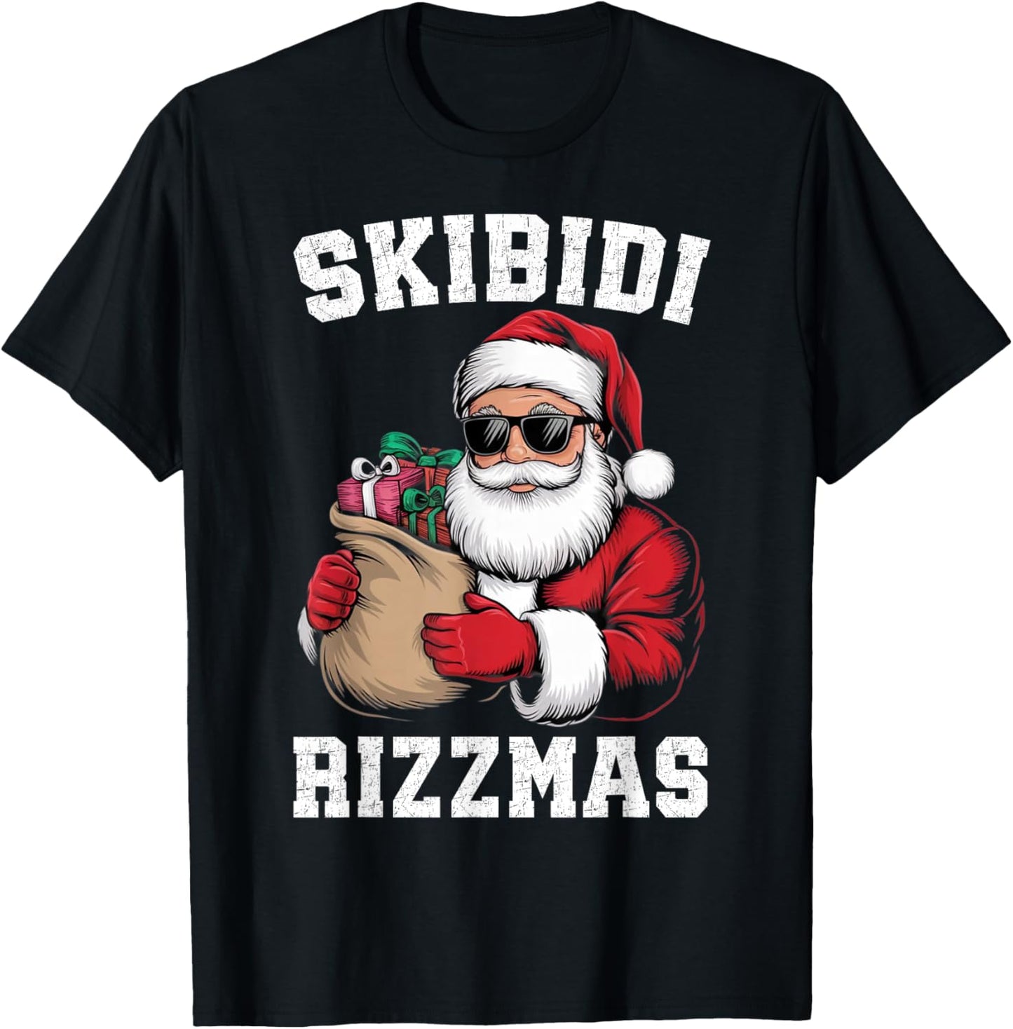 Skibidi Rizzmas Christmas Rizz Santa Claus Funny Xmas T-Shirt - T-Shirt | Black