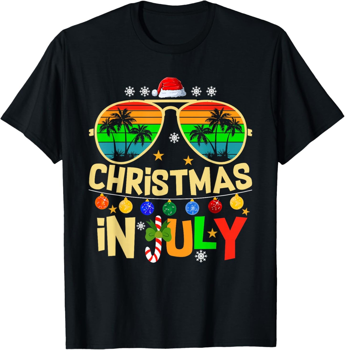 Santa Claus Sunglasses Beach Christmas in July Men Women Kid T-Shirt - T-Shirt | Black