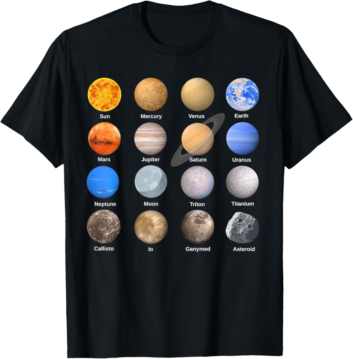 Solar System Planets Science Space Boys Girls STEM Kids T-Shirt - T-Shirt | Black