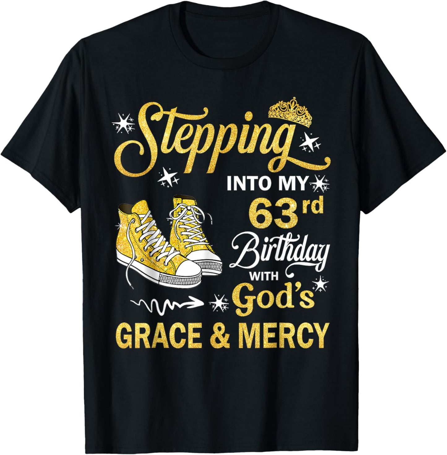 63 Year Old Birthday 63rd Birthday With God's Grace & Mercy T-Shirt - T-Shirt | Black
