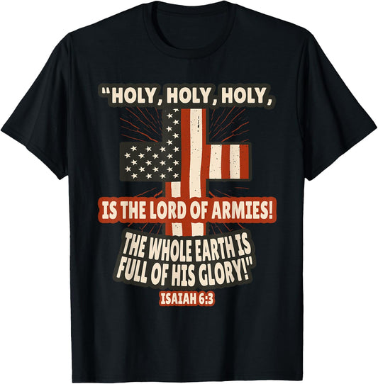 Isaiah 6:3 Bible Verses Scripture T-Shirt - T-Shirt | Black
