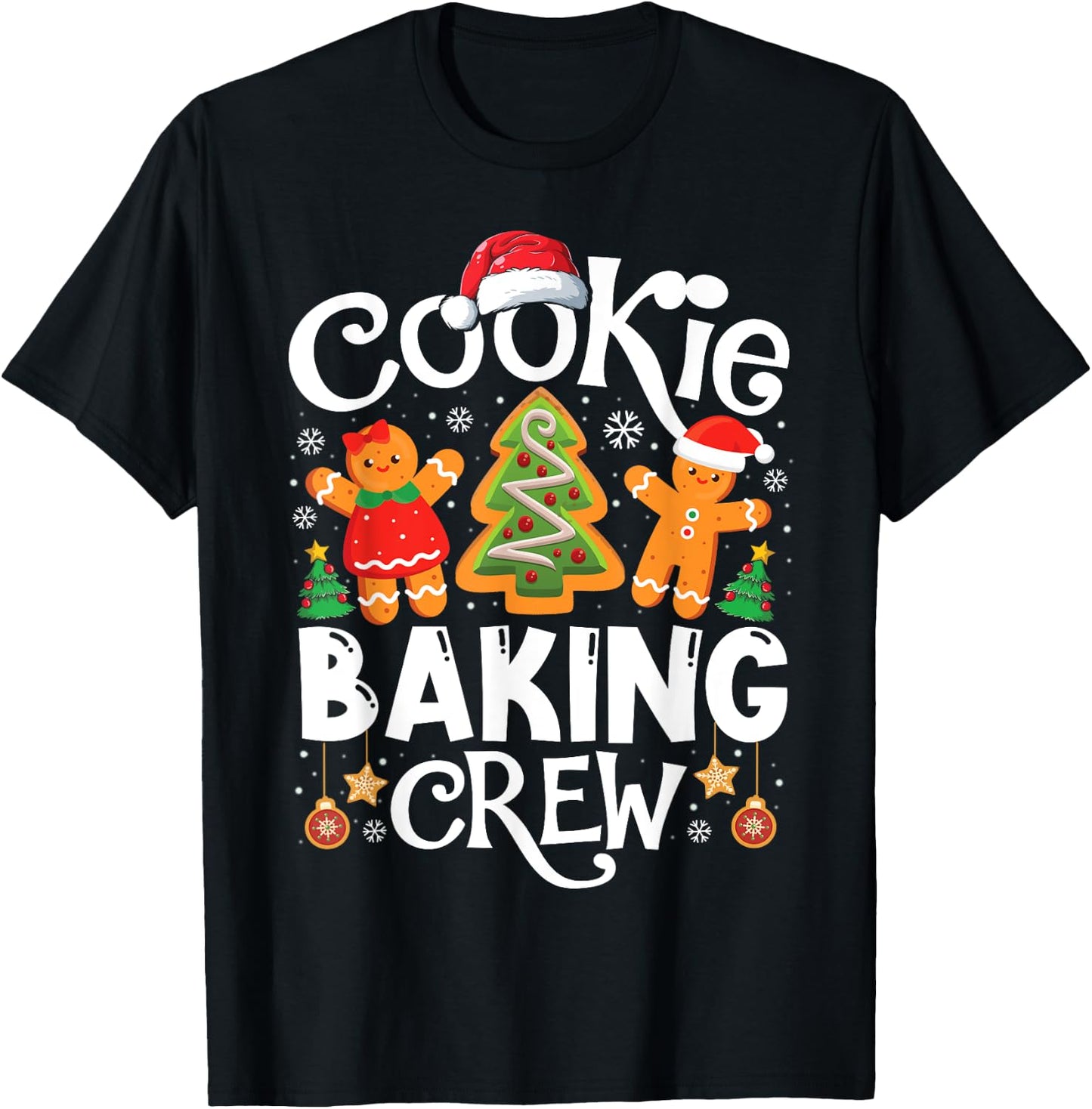 Cookie Baking Crew Cooking Lover Santa Xmas Gingerbread T-Shirt - T-Shirt | Black