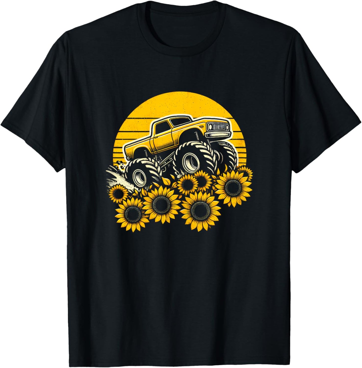 Happy Mother's Day Toddler Sunflower Monster Truck Kids Boys T-Shirt - T-Shirt | Black