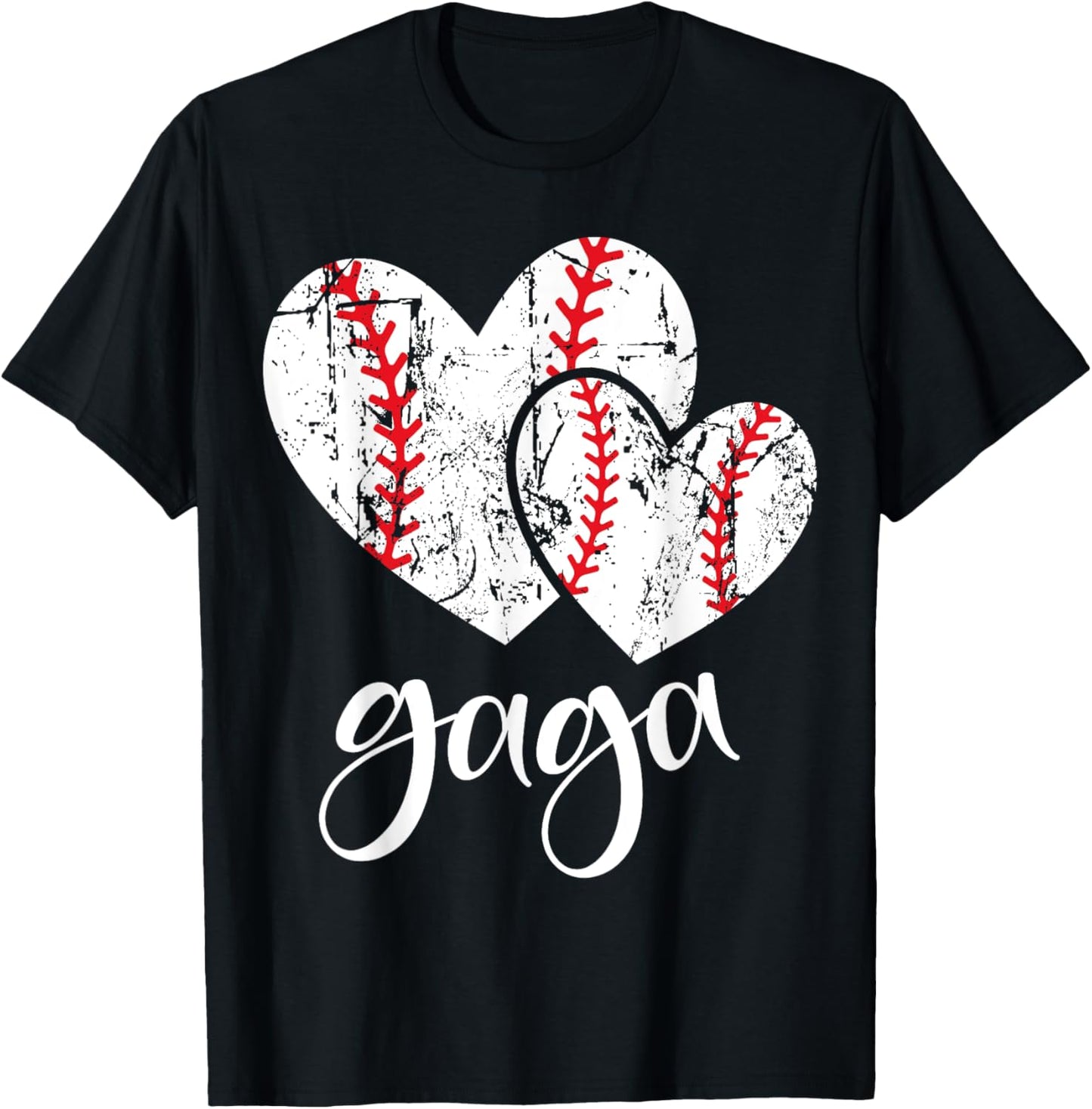 Baseball Gaga Heart Ball Funny Proud Grandma Mother's Day T-Shirt - T-Shirt | Black
