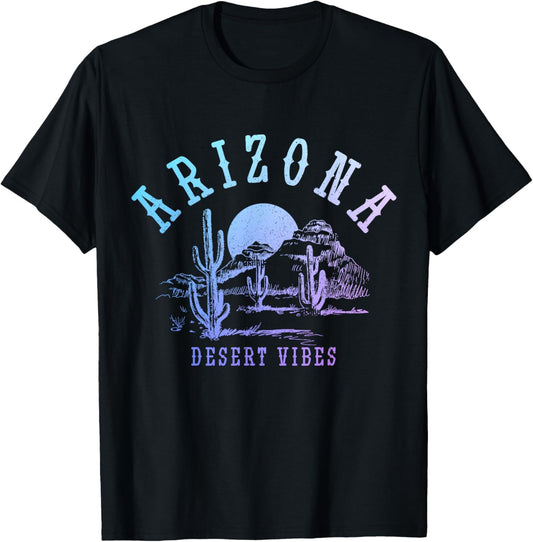 Arizona Desert Vibes AZ Pride Cactus Vintage T-Shirt - T-Shirt | Black