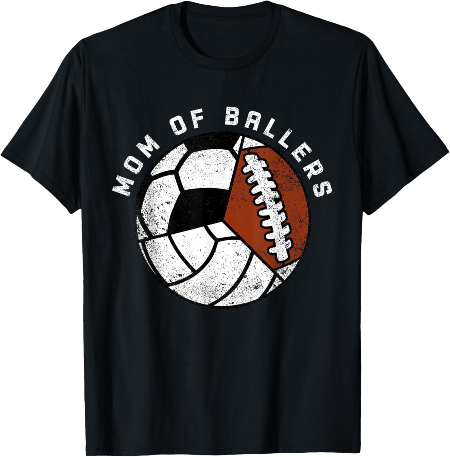Mom Of Ballers Funny Volleyball Soccer Football Mom T-Shirt - T-Shirt | Black