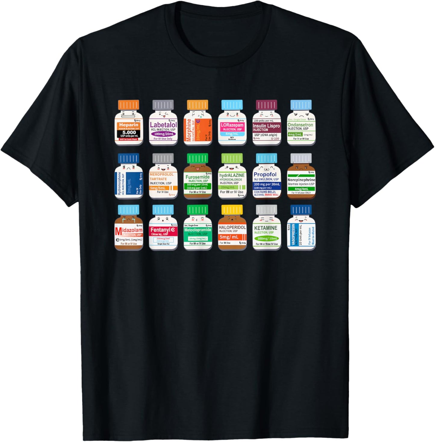 Medication Vial Medical Bottles Nurse Pharmacy Pharmacists T-Shirt - T-Shirt | Black
