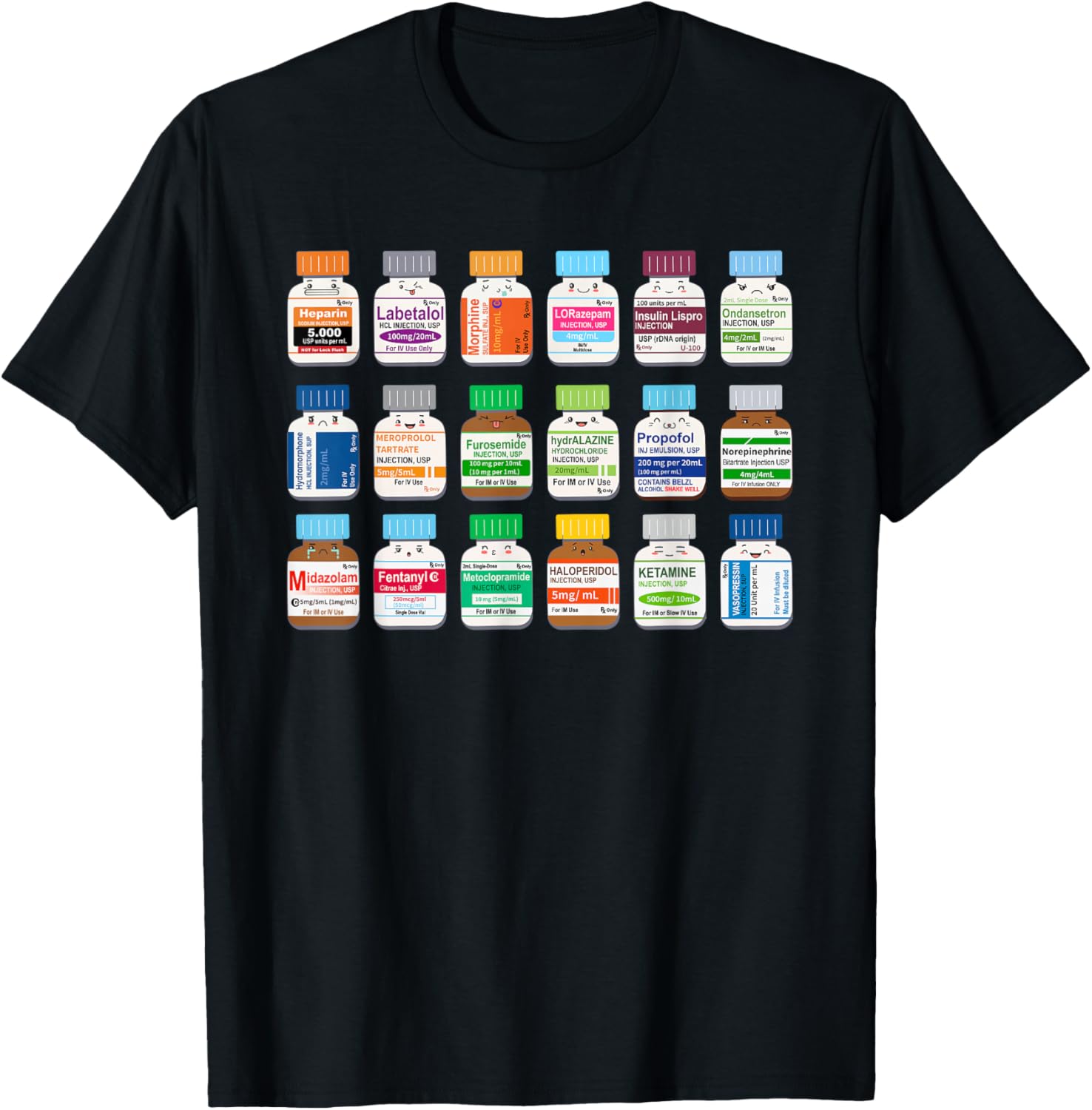 Medication Vial Medical Bottles Nurse Pharmacy Pharmacists T-Shirt - T-Shirt | Black