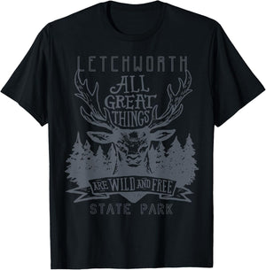 Forest New York Letchworth State Park Camping Moose Hiking T-Shirt - T-Shirt | Black