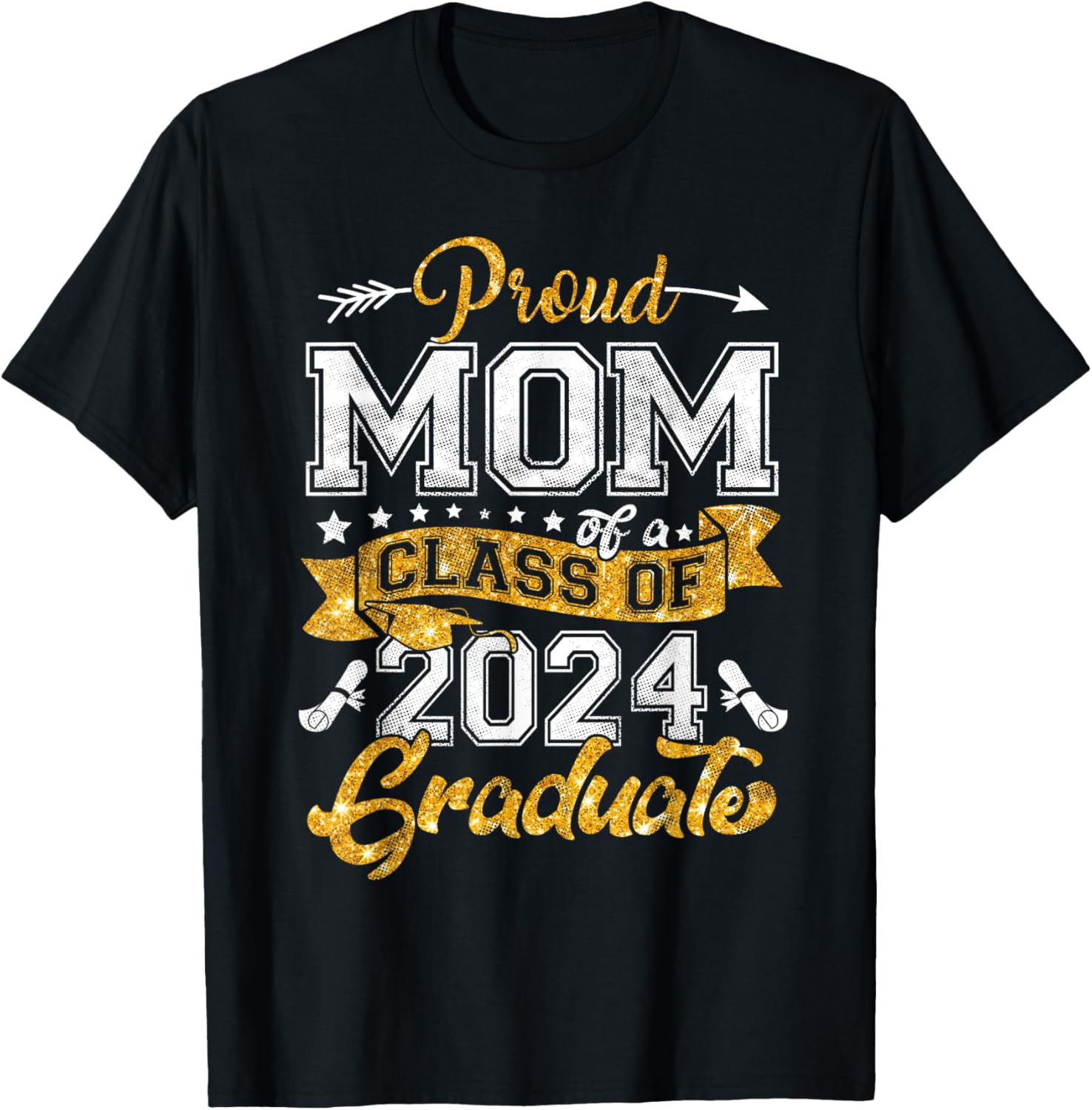 Mom Senior 2024 Proud Mom Of A Class Of 2024 Graduate T-Shirt - T-Shirt | Black
