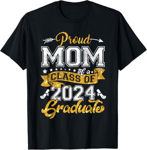 Mom Senior 2024 Proud Mom Of A Class Of 2024 Graduate T-Shirt - T-Shirt | Black