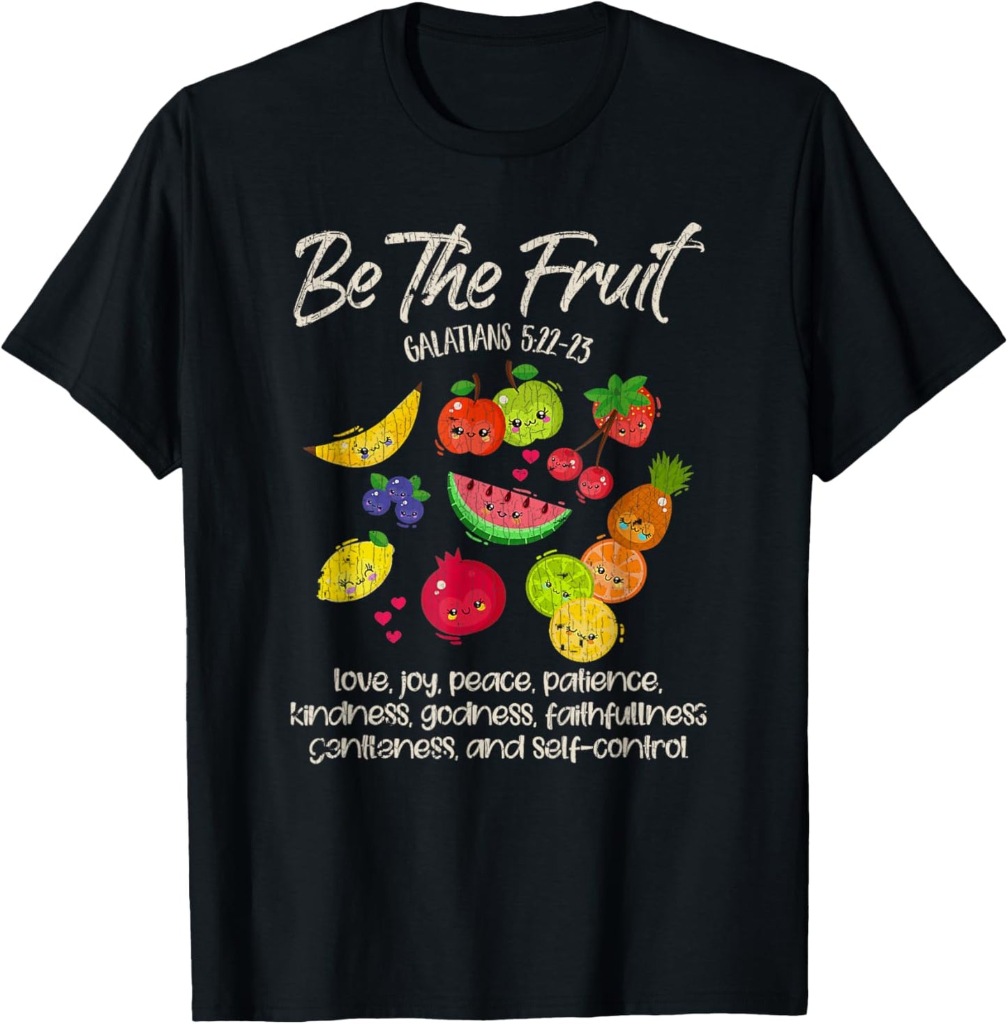 Vintage Retro Be The Fruit Christian Verse Spirit Galatians T-Shirt - T-Shirt | Black