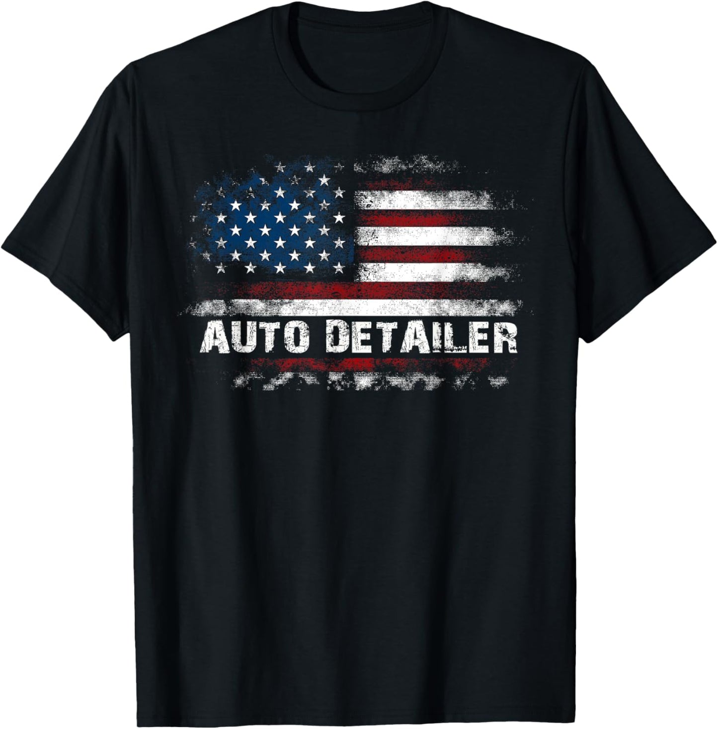 Car Detailer USA Flag Auto Detailing Car Lover T-Shirt - T-Shirt | Black