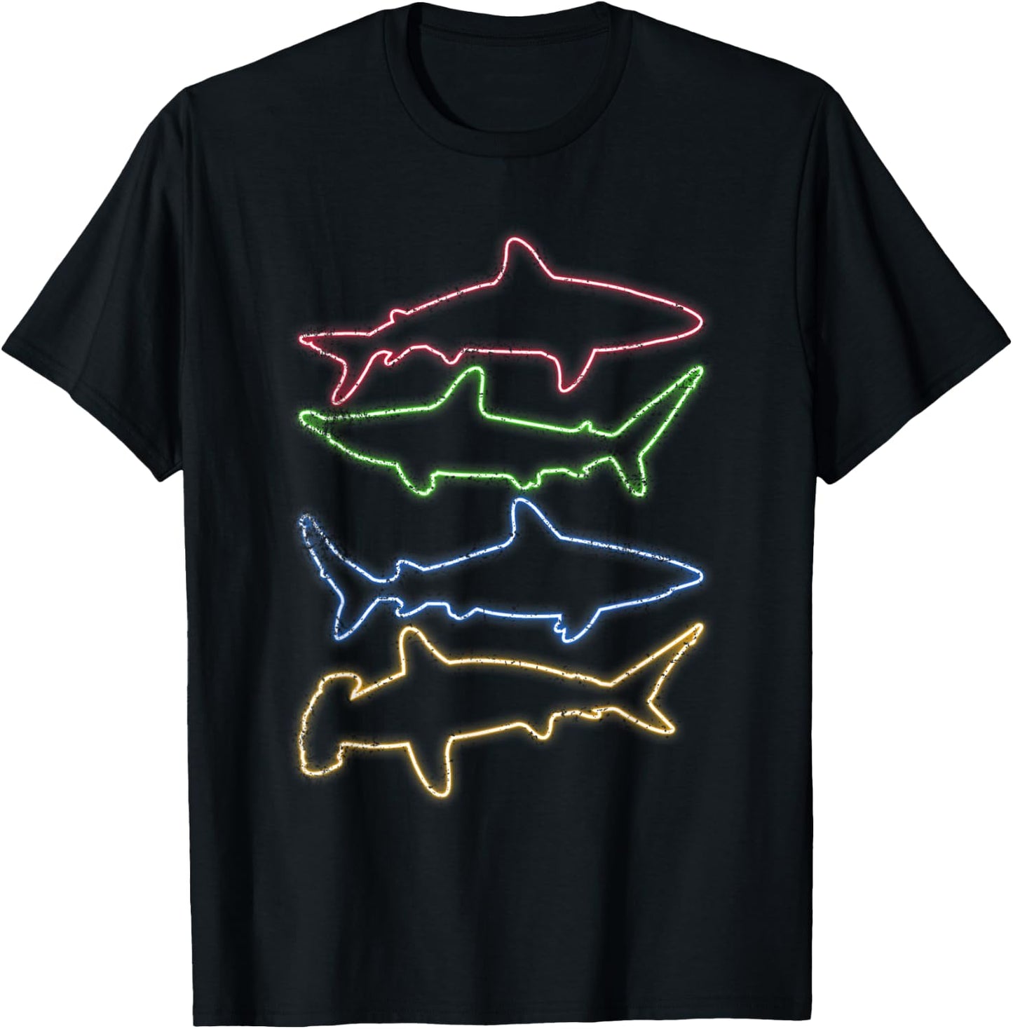 Sea Monster Colorful Ocean Animals Predator Shark T-Shirt - T-Shirt | Black