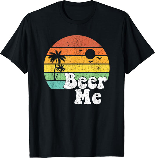 Funny Beer Me Retro California Beach Summer Sun Vintage Gift T-Shirt - T-Shirt | Black