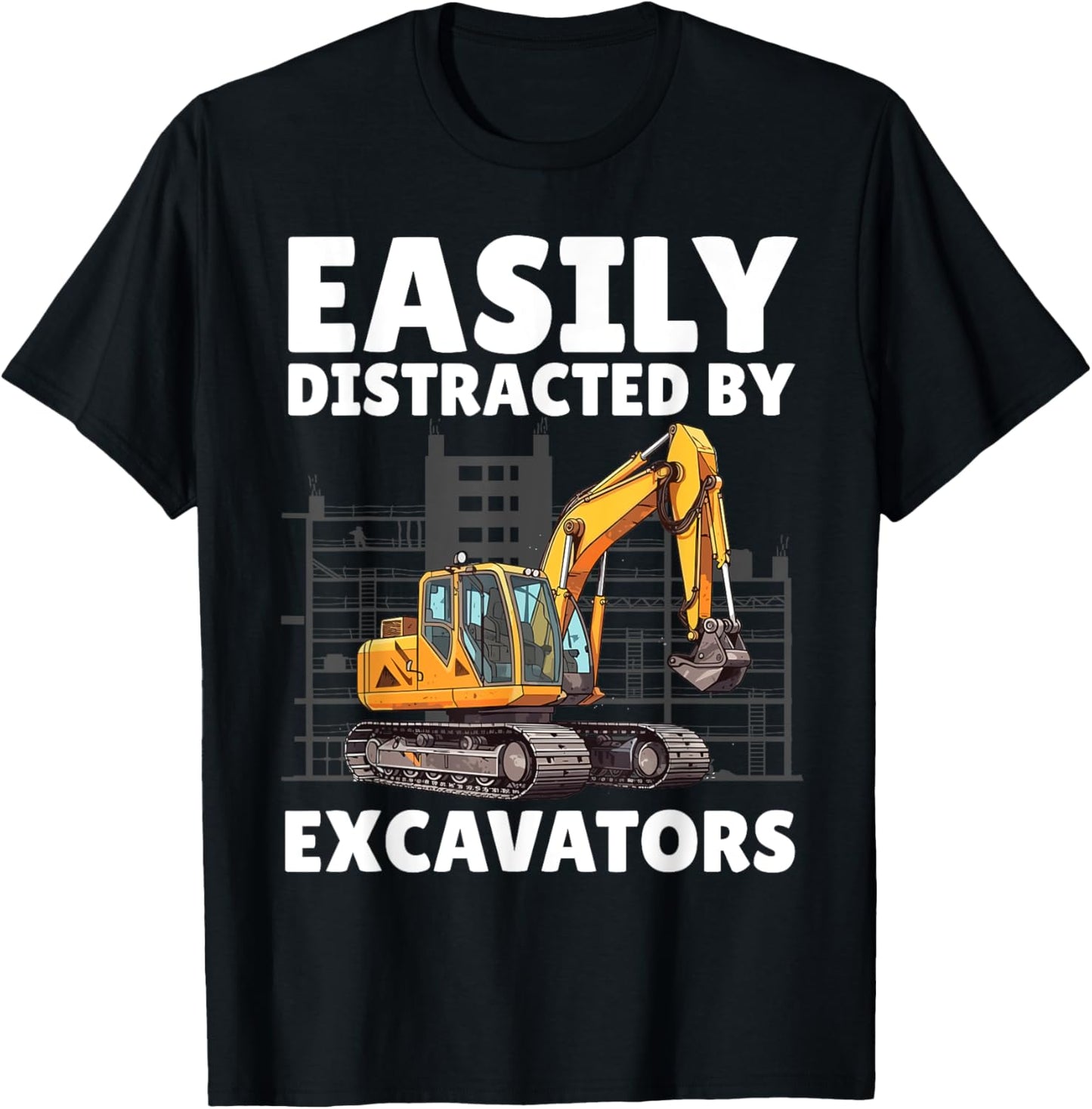Funny Excavator Art Boys Kids Construction Excavator T-Shirt - T-Shirt | Black