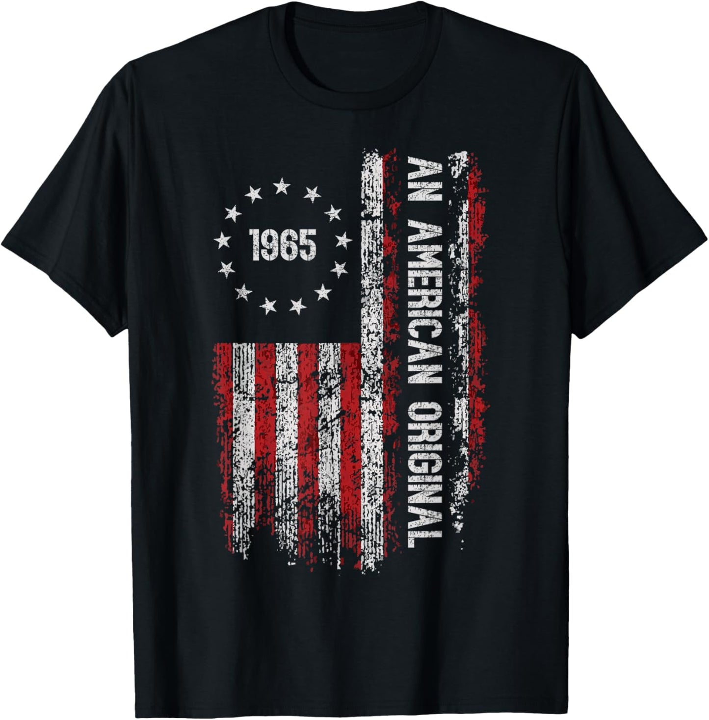 an American Original 1965 Birthday Vintage American Flag T-Shirt - T-Shirt | Black
