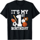 Kids 1st Birthday Sports Birthday Party One Year Old Boy Birthday T-Shirt - T-Shirt | Black